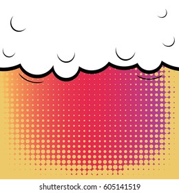 Abstract creative concept comic pop art style blank, layout template with clouds beams and isolated dots background. For sale banner, empty speech bubble set, vector illustration halftone book design