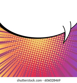 Abstract creative concept comic pop art style blank, layout template with clouds beams and isolated dots background. For sale banner, empty speech bubble set, vector illustration halftone book design