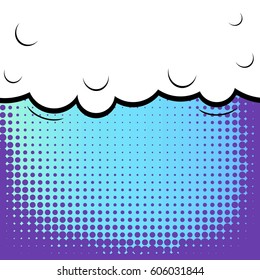 Abstract creative concept comic pop art style blank, layout template with clouds beams and isolated dots background. For sale banner, empty speech bubble set, vector illustration halftone book design