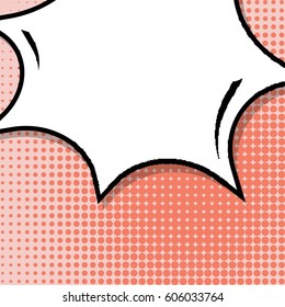 Abstract creative concept comic pop art style blank, layout template with clouds beams and isolated dots background. For sale banner, empty speech bubble set, vector illustration halftone book design