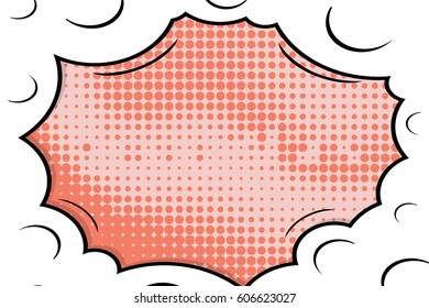 Abstract creative concept comic pop art style blank, layout template with clouds beams and isolated dots background. For sale banner, empty speech bubble set, vector illustration halftone book design