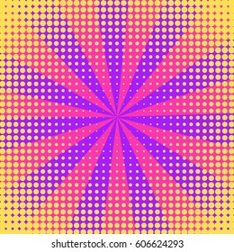 Abstract creative concept comic pop art style blank, layout template with clouds beams and isolated dots background. For sale banner, empty speech bubble set, vector illustration halftone book design