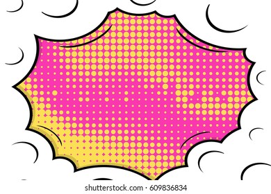 Abstract creative concept comic pop art style blank, layout template with clouds beams and isolated dots background. For sale banner, empty speech bubble set, vector illustration halftone book design