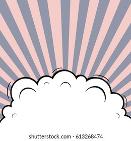 Abstract creative concept comic pop art style blank, layout template with clouds beams and isolated dots background. For sale banner, empty speech bubble set, vector illustration halftone book design