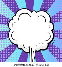 Abstract creative concept comic pop art style blank, layout template with clouds beams and isolated dots background. For sale banner, empty speech bubble set, vector illustration halftone book design