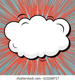 Abstract creative concept comic pop art style blank, layout template with clouds beams and isolated dots background. For sale banner, empty speech bubble set, vector illustration halftone book design