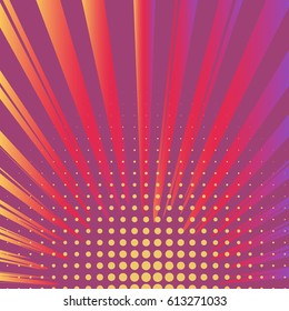 Abstract creative concept comic pop art style blank, layout template with clouds beams and isolated dots background. For sale banner, empty speech bubble set, vector illustration halftone book design