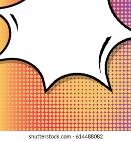 Abstract creative concept comic pop art style blank, layout template with clouds beams and isolated dots background. For sale banner, empty speech bubble set, vector illustration halftone book design