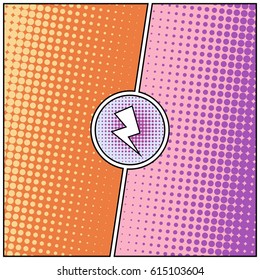 Abstract creative concept comic pop art style blank, layout template with clouds beams and isolated dots background. For sale banner, empty speech bubble set, vector illustration halftone book design