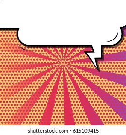 Abstract creative concept comic pop art style blank, layout template with clouds beams and isolated dots background. For sale banner, empty speech bubble set, vector illustration halftone book design