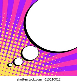 Abstract creative concept comic pop art style blank, layout template with clouds beams and isolated dots background. For sale banner, empty speech bubble set, vector illustration halftone book design