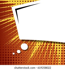 Abstract creative concept comic pop art style blank, layout template with clouds beams and isolated dots background. For sale banner, empty speech bubble set, vector illustration halftone book design
