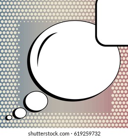 Abstract creative concept comic pop art style blank, layout template with clouds beams and isolated dots background. For sale banner, empty speech bubble set, vector illustration halftone book design