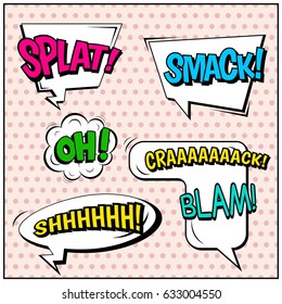 Abstract creative concept comic pop art style blank, layout template with clouds beams and isolated dots background. For sale banner, empty speech bubble set, vector illustration halftone book design