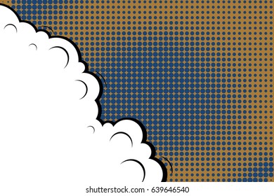 Abstract creative concept comic pop art style blank, layout template with clouds beams and isolated dots background. For sale banner, empty speech bubble set, vector illustration halftone book design