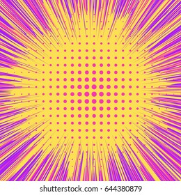 Abstract creative concept comic pop art style blank, layout template with clouds beams and isolated dots background. For sale banner, empty speech bubble set, vector illustration halftone book design