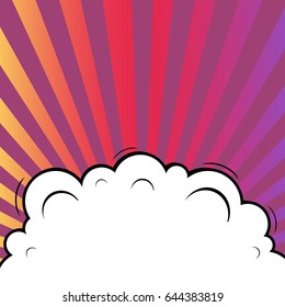 Abstract creative concept comic pop art style blank, layout template with clouds beams and isolated dots background. For sale banner, empty speech bubble set, vector illustration halftone book design
