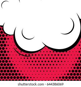 Abstract creative concept comic pop art style blank, layout template with clouds beams and isolated dots background. For sale banner, empty speech bubble set, vector illustration halftone book design