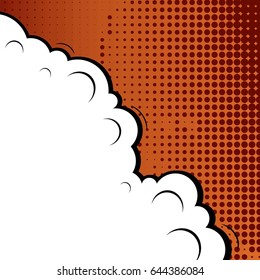 Abstract creative concept comic pop art style blank, layout template with clouds beams and isolated dots background. For sale banner, empty speech bubble set, vector illustration halftone book design