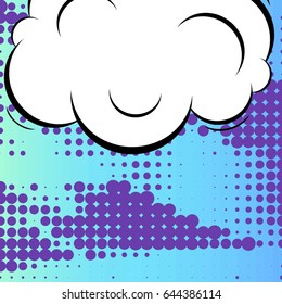 Abstract creative concept comic pop art style blank, layout template with clouds beams and isolated dots background. For sale banner, empty speech bubble set, vector illustration halftone book design