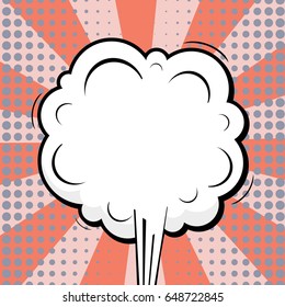 Abstract creative concept comic pop art style blank, layout template with clouds beams and isolated dots background. For sale banner, empty speech bubble set, vector illustration halftone book design
