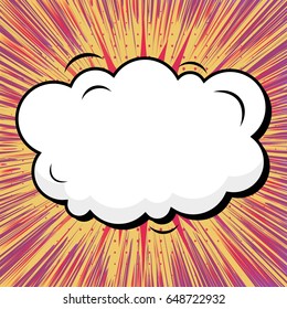 Abstract creative concept comic pop art style blank, layout template with clouds beams and isolated dots background. For sale banner, empty speech bubble set, vector illustration halftone book design