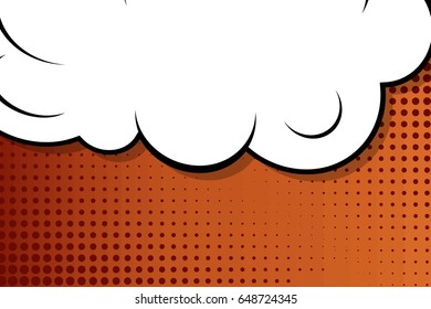 Abstract creative concept comic pop art style blank, layout template with clouds beams and isolated dots background. For sale banner, empty speech bubble set, vector illustration halftone book design