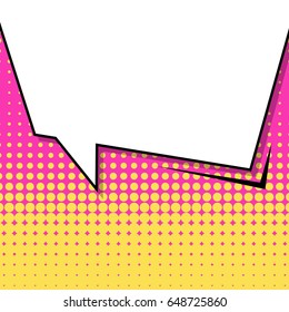 Abstract creative concept comic pop art style blank, layout template with clouds beams and isolated dots background. For sale banner, empty speech bubble set, vector illustration halftone book design