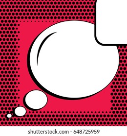 Abstract creative concept comic pop art style blank, layout template with clouds beams and isolated dots background. For sale banner, empty speech bubble set, vector illustration halftone book design