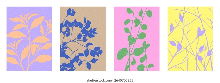 Abstract creative concept of flowers colorful poster set. Modern art vector texture background for ads, banner, cover, label, poster, sales, social media, flyer, interior. Ideal template design.