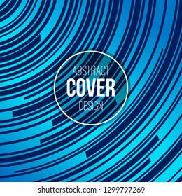 Abstract creative concept layout template. Trendy cover, card, flyer, poster, brochure design. Modern abstract cover from rounded lines. Stripes, waves in blue, turquoise colors. Vector background.