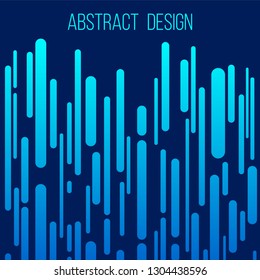 Abstract creative concept layout template. Trendy cover, card, flyer, poster, brochure design. Modern abstract cover. Vertical rounded stripes in blue, turquoise colors. Vector background.