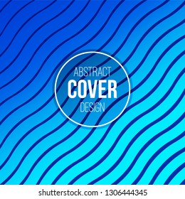 Abstract creative concept layout template. Trendy cover, card, flyer, poster, brochure design. Modern abstract cover from bright blue wavy lines, stripes. Vector geometric color background.