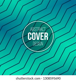 Abstract creative concept layout template. Trendy cover, card, flyer, poster, brochure design. Modern abstract cover from turquoise zigzag lines, stripes. Vector geometric color background.