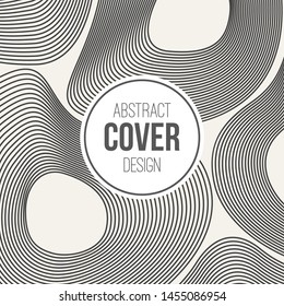 Abstract creative concept layout template. Trendy cover, card, flyer, poster, brochure design. Modern abstract cover from wavy lines. Stripes, waves in gray color. Vector background.
