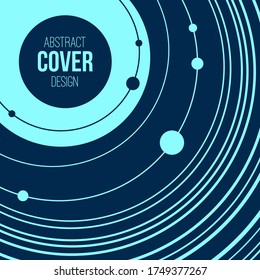 Abstract creative concept layout template. Abstract solar system. Circles and nodes. Connection concept. Space for text. Cover, card, flyer, poster, brochure design. Vector color illustration.