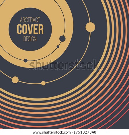 Abstract creative concept layout template. Abstract solar system. Circles and nodes. Connection concept. Space for text. Cover, card, flyer, poster, brochure design. Vector color illustration.