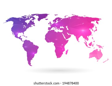 Abstract creative concept modern map of the world for Web and Mobile Applications, vector illustration, creative template design, Business software and social media icon. Isolated on white background.