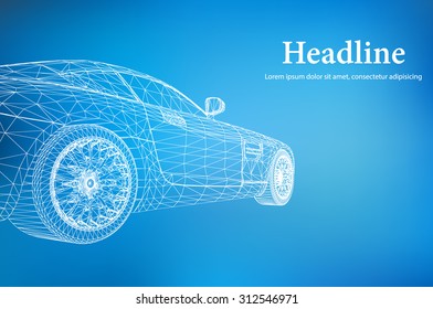 Abstract Creative Concept Vector Background Of 3d Car Model. Sports Car. 