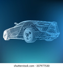 Abstract Creative concept vector background of 3d car model. Sports car