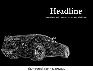 Abstract Creative concept vector background of 3d car model. Sports car