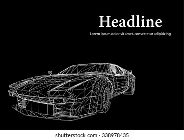 Abstract Creative concept vector background of 3d car model. Sports car