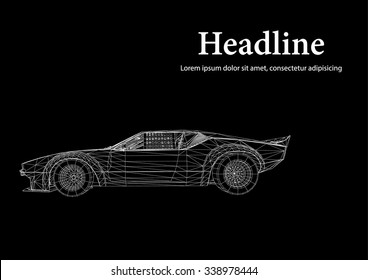 Abstract Creative concept vector background of 3d car model. Sports car