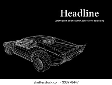 Abstract Creative concept vector background of 3d car model. Sports car