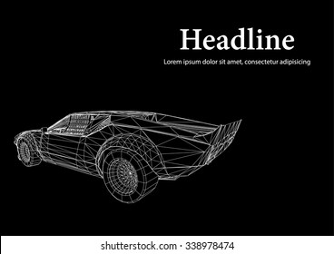 Abstract Creative concept vector background of 3d car model. Sports car
