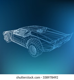 Abstract Creative concept vector background of 3d car model. Sports car