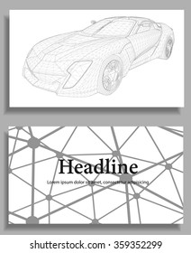 Abstract Creative concept vector background of 3d car model. Sports car. Polygonal design style letterhead and brochure for business