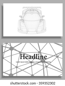 Abstract Creative concept vector background of 3d car model. Sports car. Polygonal design style letterhead and brochure for business