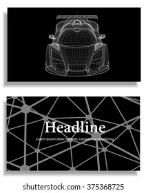Abstract Creative concept vector background of 3d car model. Sports car. Polygonal design style letterhead and brochure for business