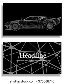 Abstract Creative concept vector background of 3d car model. Sports car. Polygonal design style letterhead and brochure for business